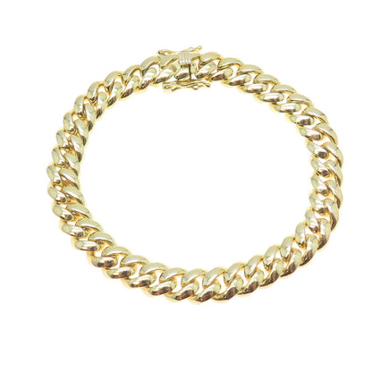 925 Sterling Silver Gold Plated Cuban Link Bracelet 7"