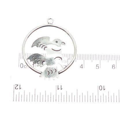 925 Sterling Silver Vintage Mexico Eagle Bird Oxidized Charm Pendant