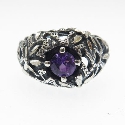 CAROLYN POLLACK 925 Sterling Silver Vintage Real Amethyst Gem Ring Size 9.25