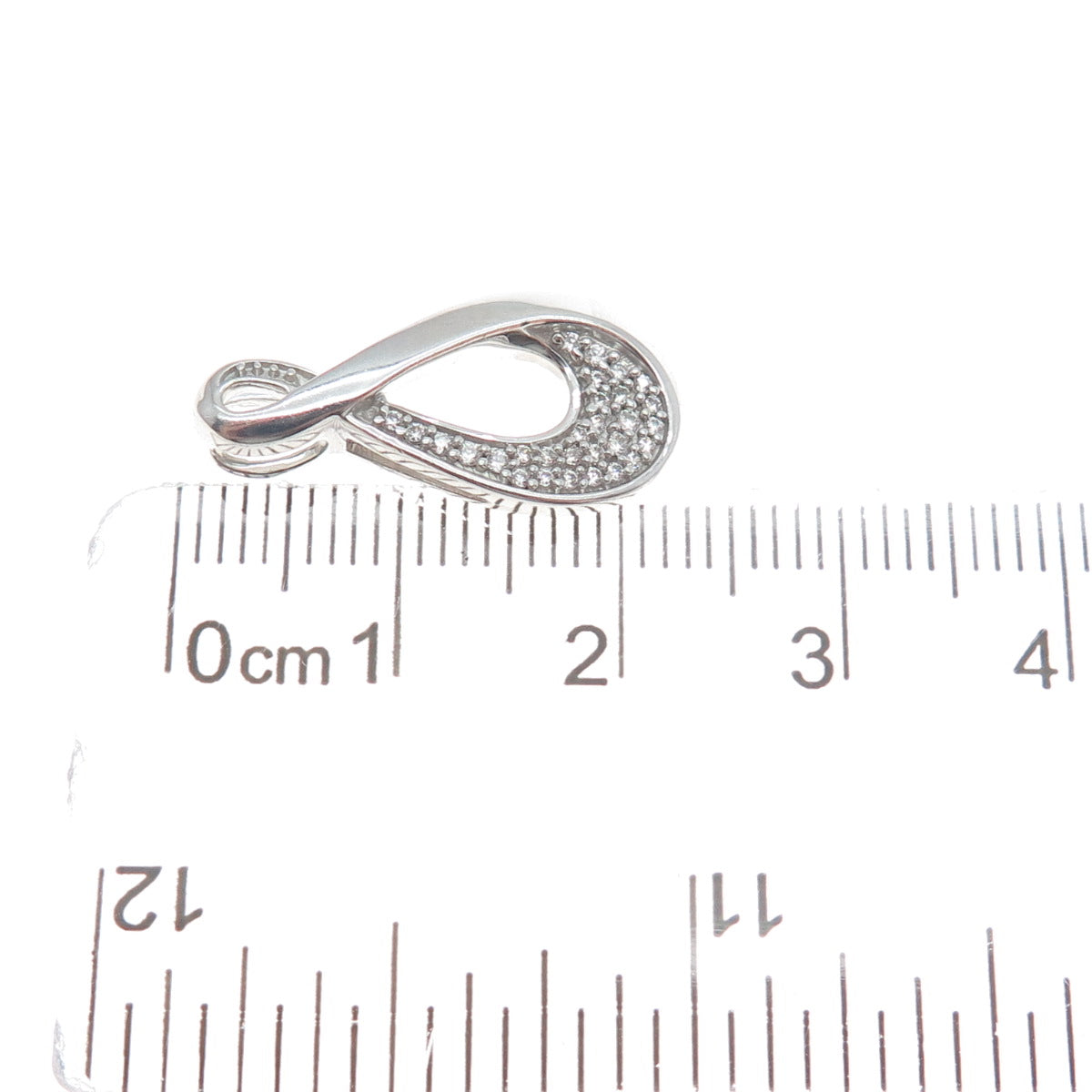 925 Sterling Silver Round-Cut Shaped C Z Infinity Slide Pendant