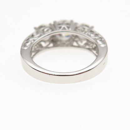 925 Sterling Silver Round-Cut C Z Floral Engagement Ring Size 6