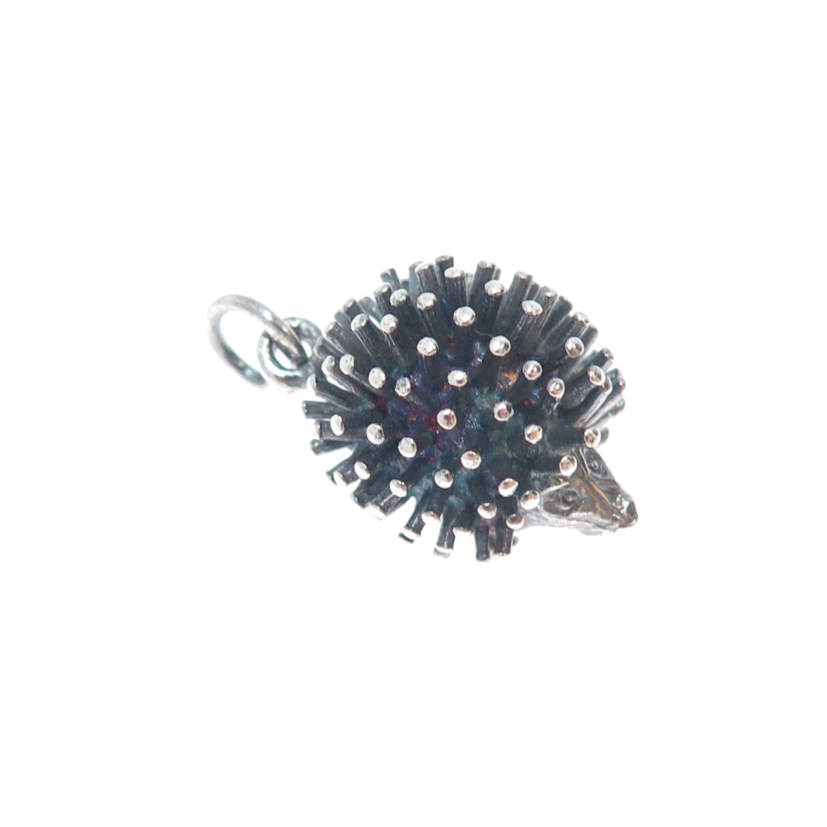 925 Sterling Silver Vintage Hedgehog Oxidized Minimalist 3D Charm Pendant
