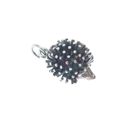 925 Sterling Silver Vintage Hedgehog Oxidized Minimalist 3D Charm Pendant