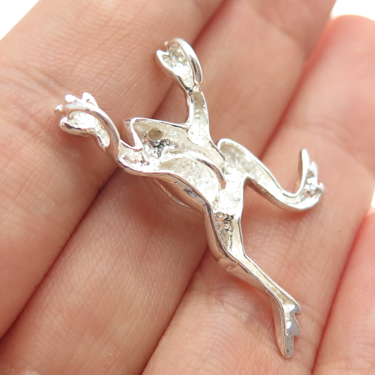 925 Sterling Silver Vintage Frog For Good Luck Slide Charm Pendant