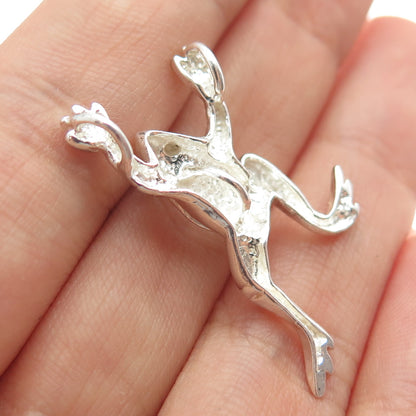 925 Sterling Silver Vintage Frog For Good Luck Slide Charm Pendant
