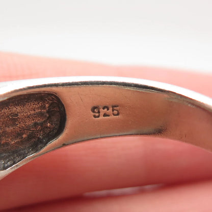 925 Sterling Silver Vintage Black Enamel Cross Ring Size 11.25