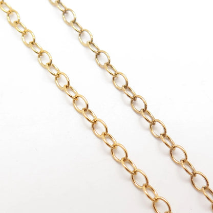925 Sterling Silver Gold Plated Vintage Amethyst Gem Rolo Chain Necklace 20"