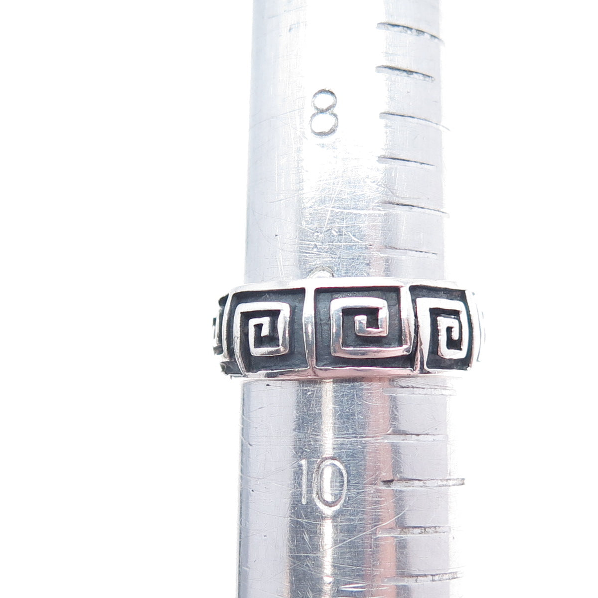 925 Sterling Silver Vintage Greek Maze Oxidized Band Ring Size 9.5
