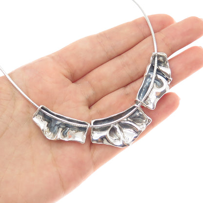 HAGIT GORALI 925 Sterling Silver Vintage Israel Modernist Chain Necklace 16-18"