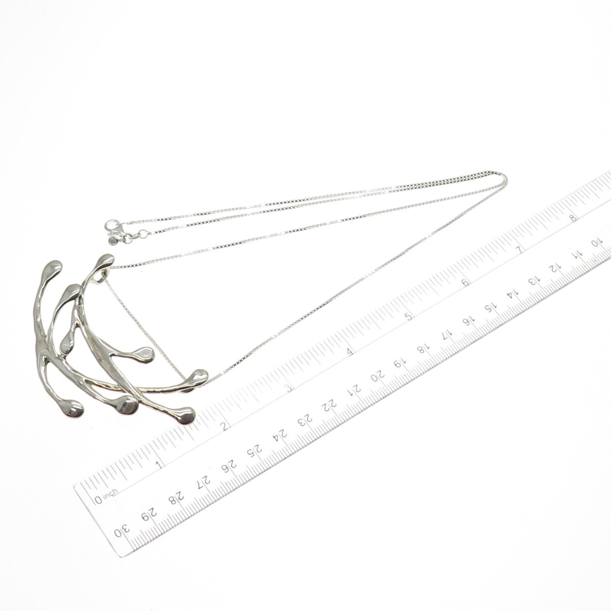 HAGIT GORALI 925 Sterling Silver Vintage Modernist Box Chain Necklace 24"