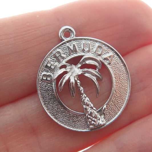 REMBRANDT 925 Sterling Silver Vintage Bermuda Palm Tree Minimalist Charm Pendant