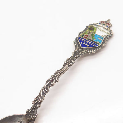 925 Sterling Silver Antique Enamel Canada Caleche Quebec Demitasse Spoon