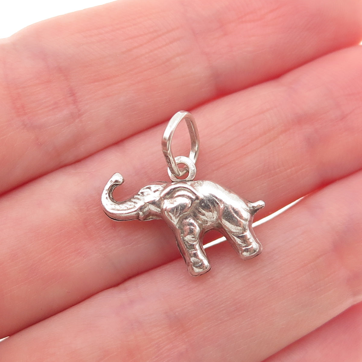 925 Sterling Silver Vintage Italy Elephant Oxidized Charm Pendant
