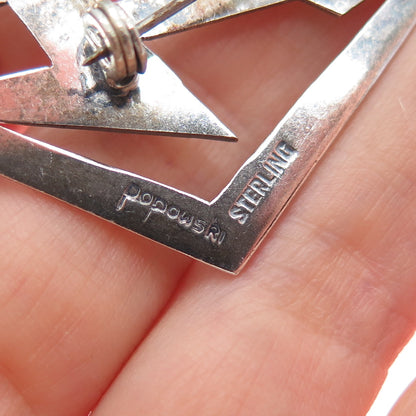 STELLA POPOWSKI Sterling Silver Vintage Mexico Abstract Man Oxidized Pin Brooch