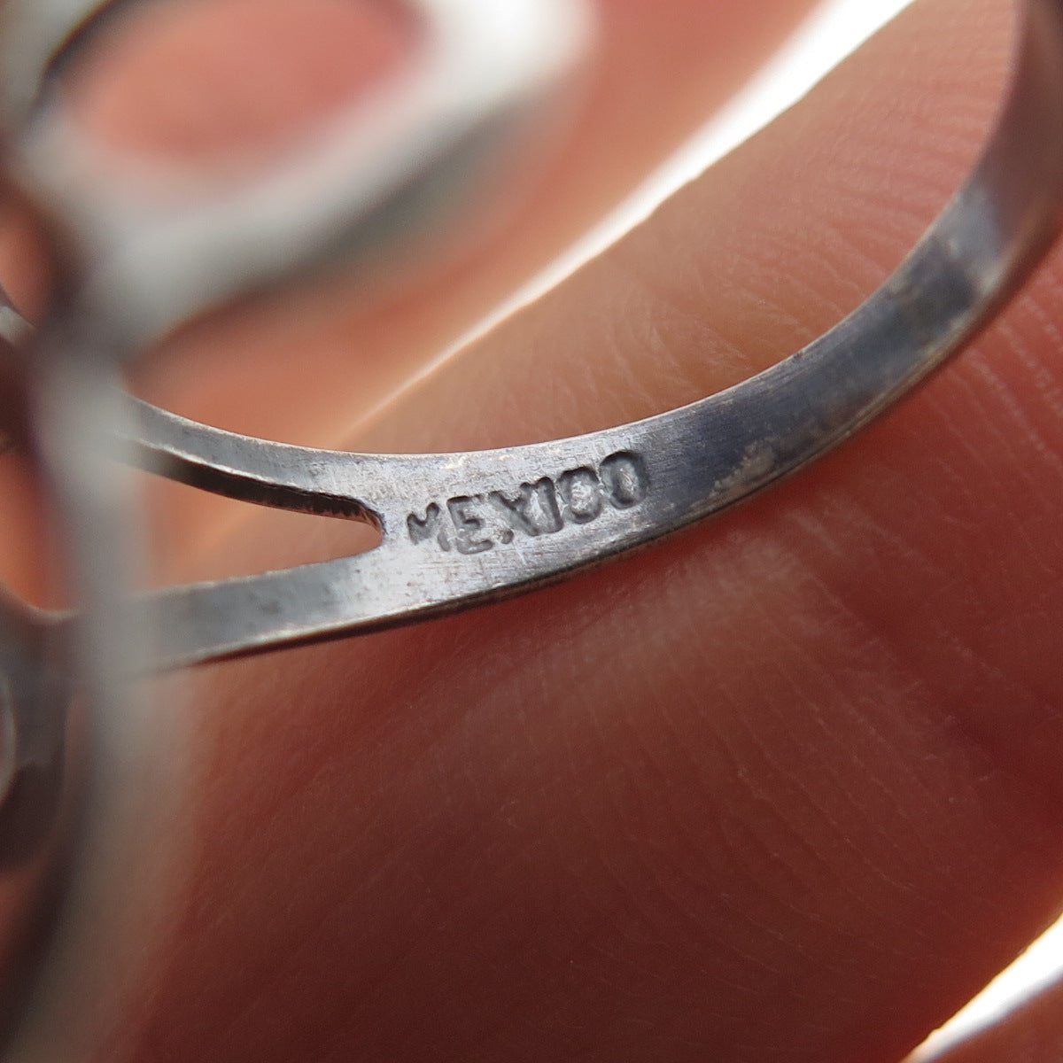 925 Sterling Silver Vintage Mexico Modernist Swirl Flower Oxidized Ring Size 7