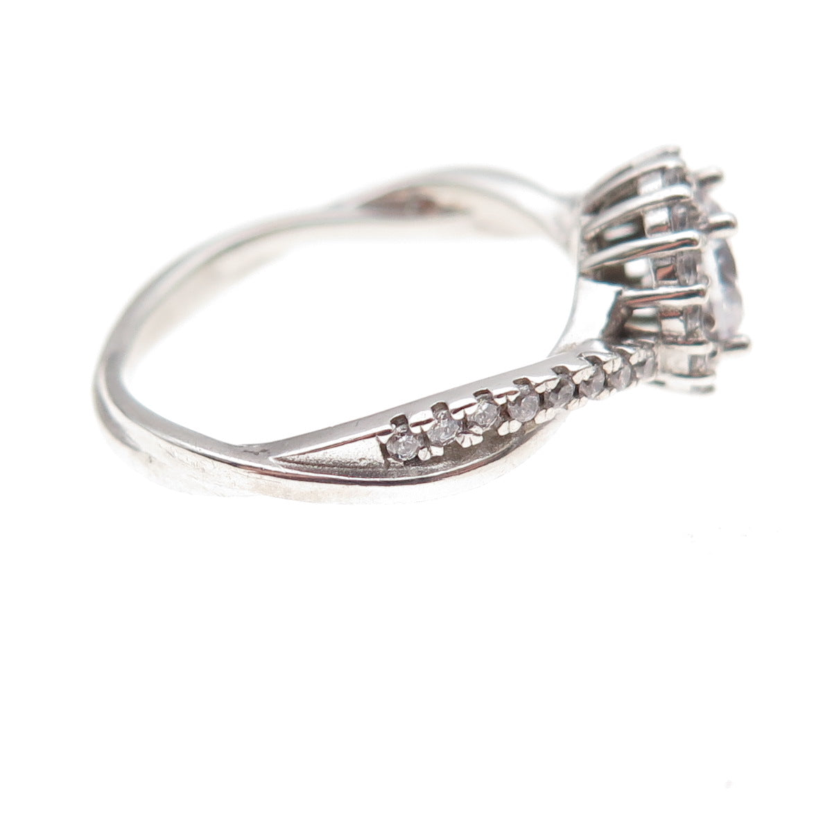 925 Sterling Silver Round-Cut C Z Engagement Ring Size 8