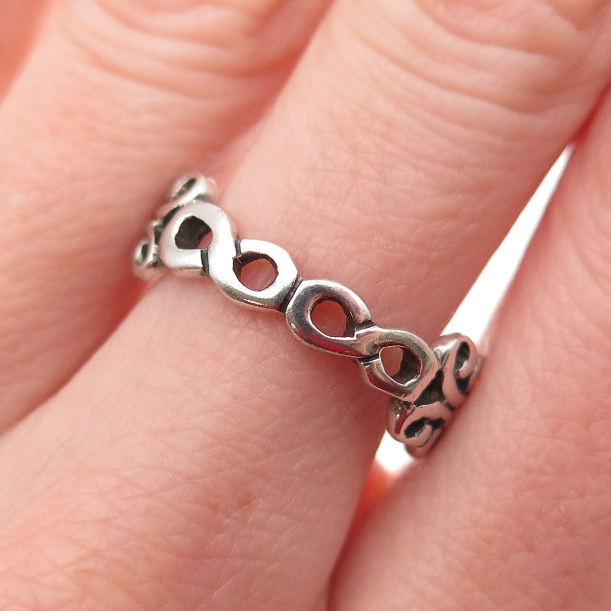 925 Sterling Silver Vintage Infinity Butterfly Oxidized Ring Size 8.75