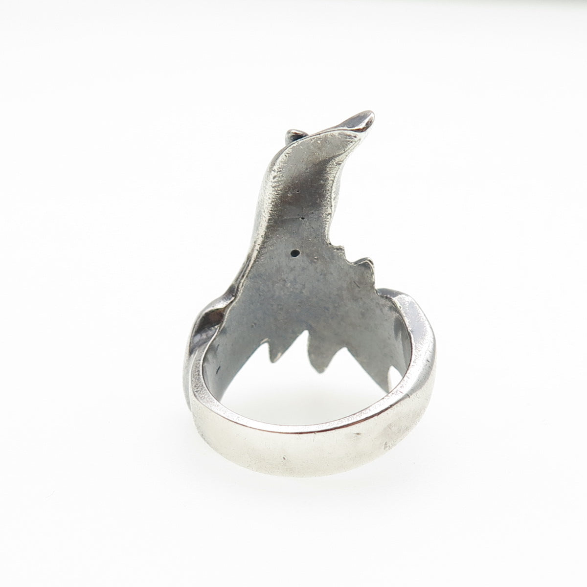 925 Sterling Silver Vintage Modernist Oxidized Ring Size 5.5