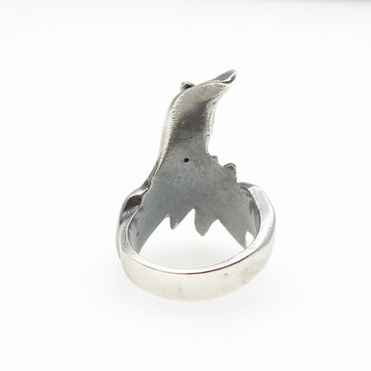 925 Sterling Silver Vintage Modernist Oxidized Ring Size 5.5