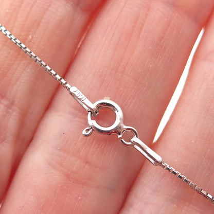 925 Sterling Silver Italy Round & Princess-Cut C Z Box Chain Necklace 16"