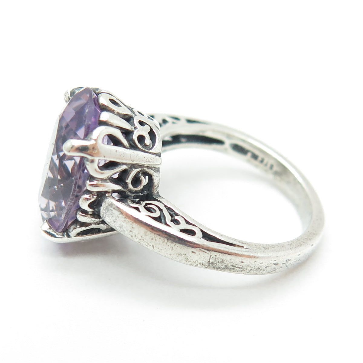 KABANA 925 Sterling Silver Vintage Real Amethyst Gemstone Ring Size 5