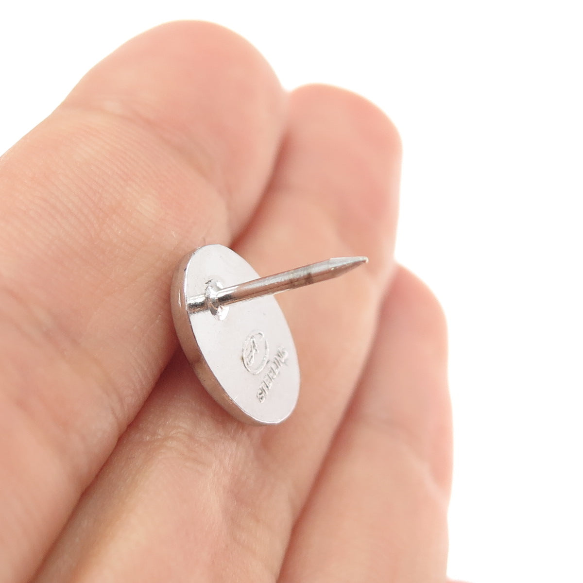 925 Sterling Silver Vintage Rhinestone Tie Tack / Lapel Pin