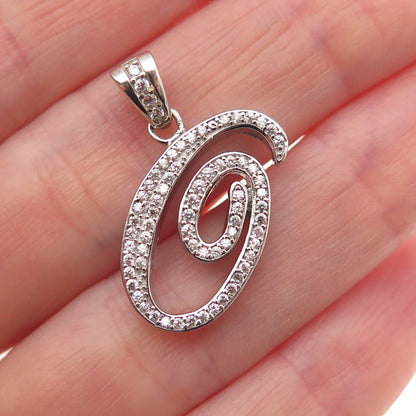 925 Sterling Silver Round-Cut C Z Spiral Charm Pendant