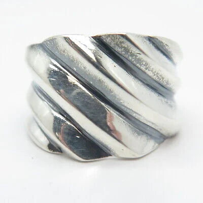 925 Sterling Silver Vintage Handmade Ripped Twisted Ring Size 8.25