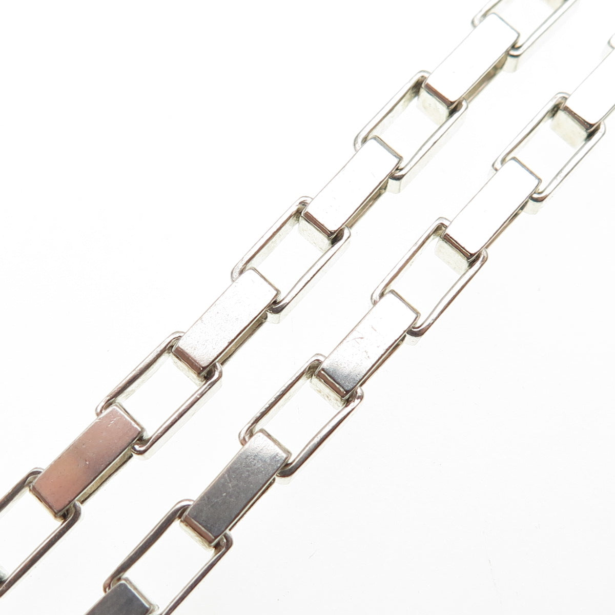 SX Sally C 925 Sterling Silver Vintage Italy Open Box Chain Necklace 18"