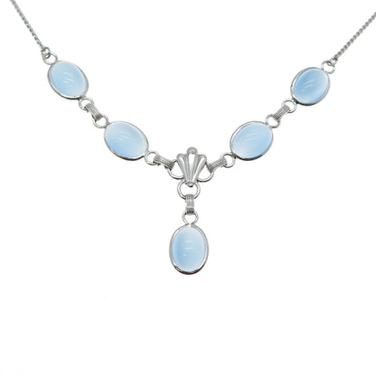 AMCO Sterling Silver Antique Art Deco Apalite Serpentine Chain Necklace 16-18"