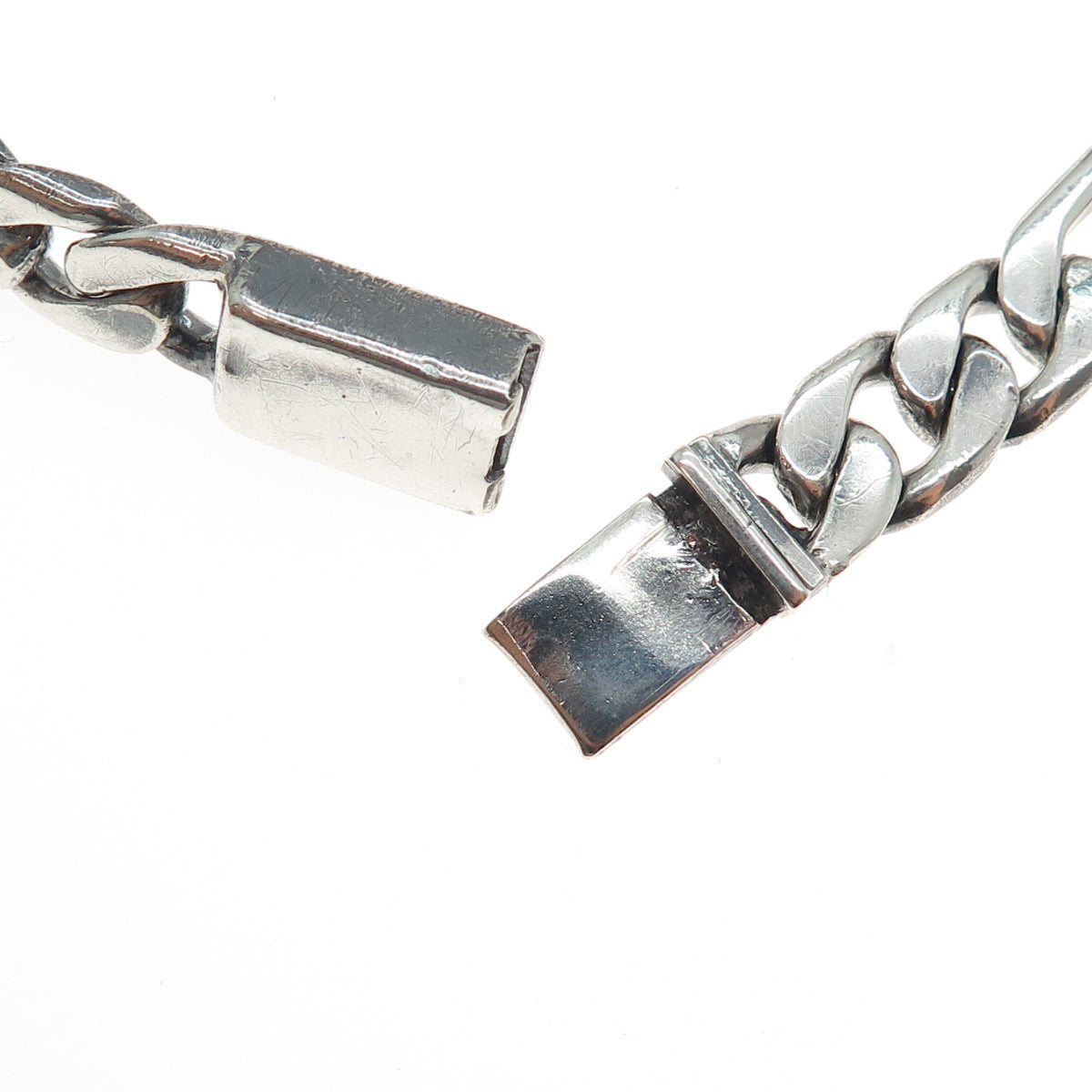 925 Sterling Silver Vintage Mexico Figaro Link Oxidized Bracelet 8"