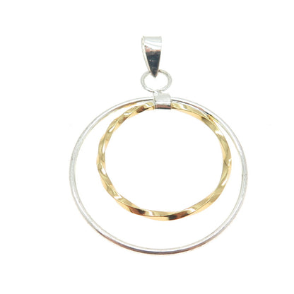 925 Sterling Silver 2-Tone Multi-Circle of Life Pendant