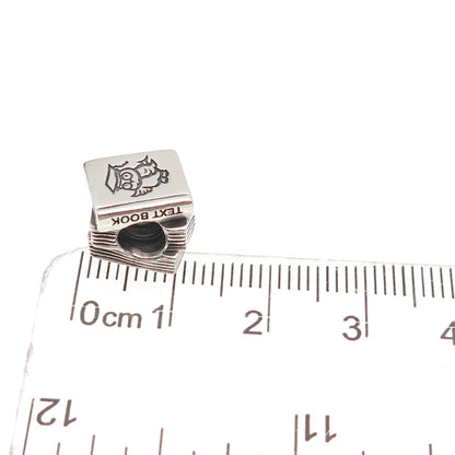 Pandora 925 Sterling Silver Wise Owl Study Text Book Slide Bead Charm
