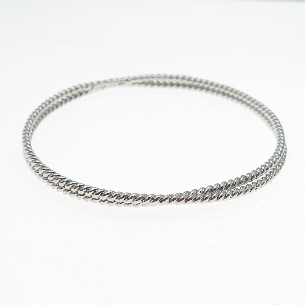 SAI 925 Sterling Silver Twisted Interlocked Crisscross Bangle Bracelet 8"