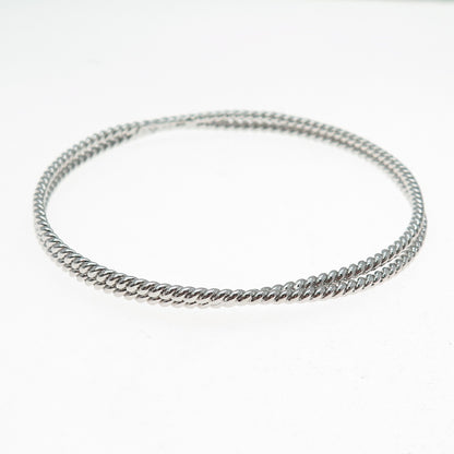 SAI 925 Sterling Silver Twisted Interlocked Crisscross Bangle Bracelet 8"