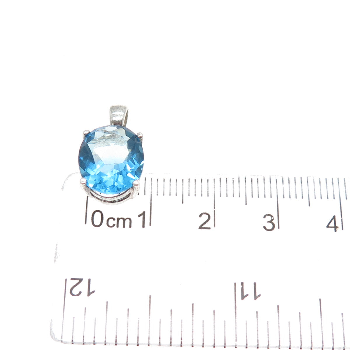 925 Sterling Silver Oval-Cut Nano Blue Topaz Minimalist Charm Pendant
