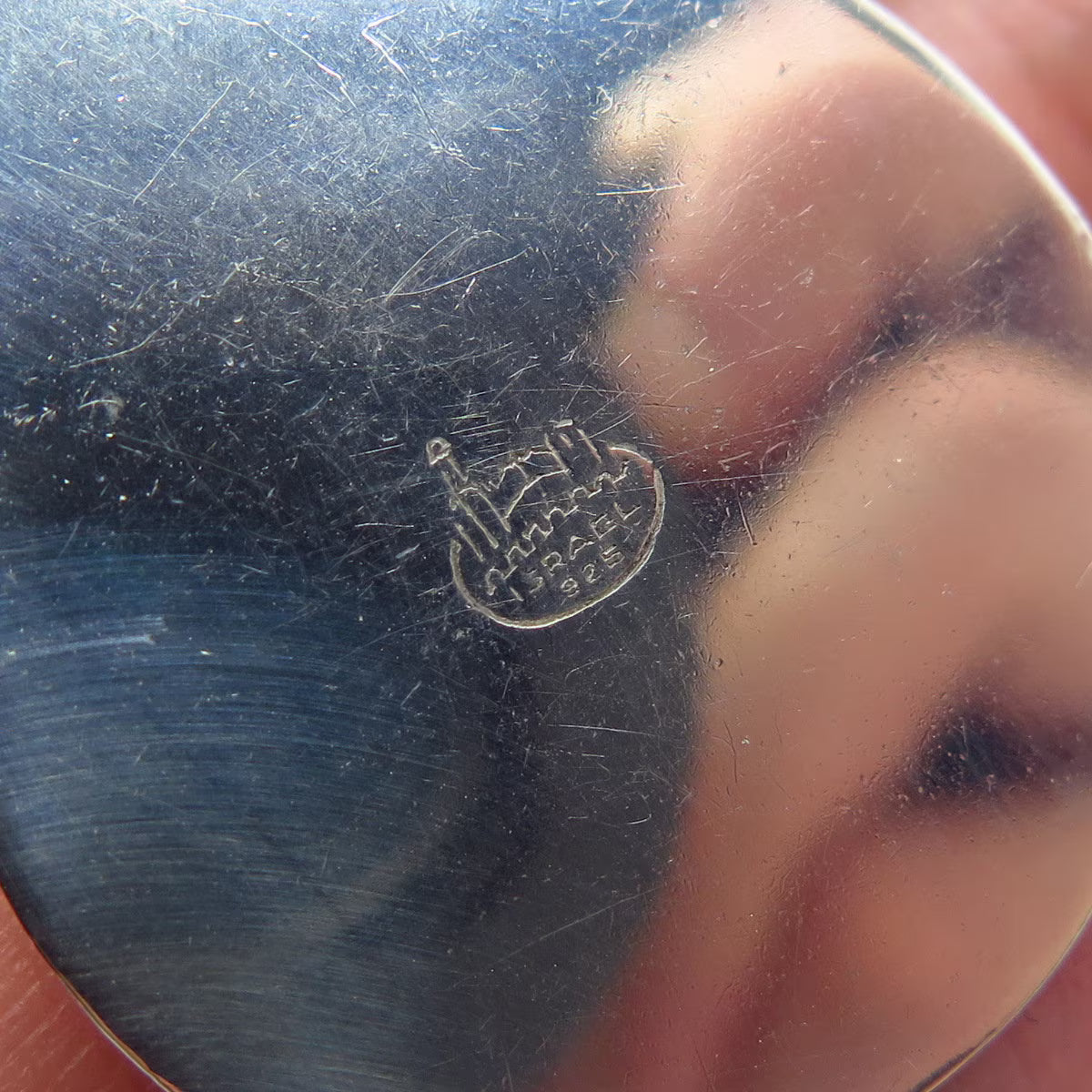 925 Sterling Silver Vintage Israel Real Agate Gemstone Pendant
