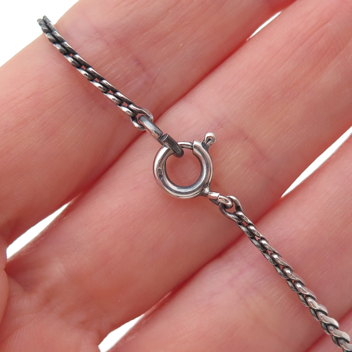 925 Sterling Silver 2-Tone Vintage Bar S-Shape Chain Necklace 16"
