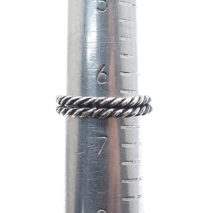 925 Sterling Silver Vintage Twisted Love Knot Oxidized Ring Size 6.5