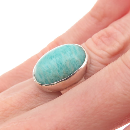 925 Sterling Silver Vintage Real Cabochon Aventurine Ring Size 4.75