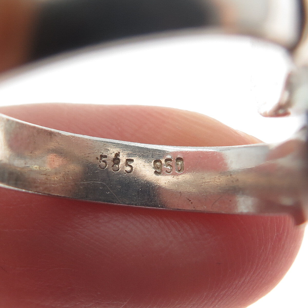 950 Silver & 14K Gold Vintage Real Carnelian Modernist Adjustable Ring Size 6.75