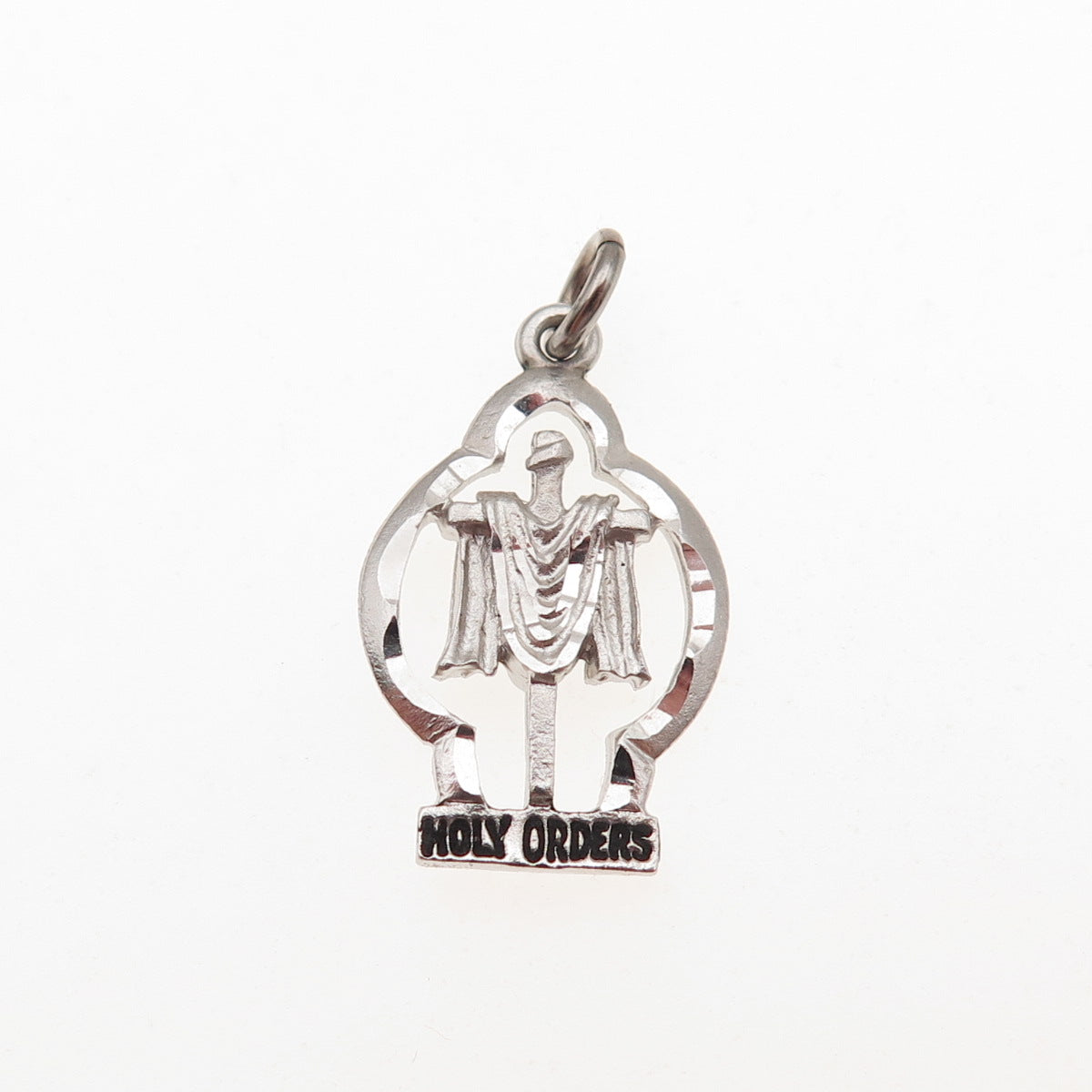 925 Sterling Silver Vintage Holy Orders Cross Mini Charm Pendant