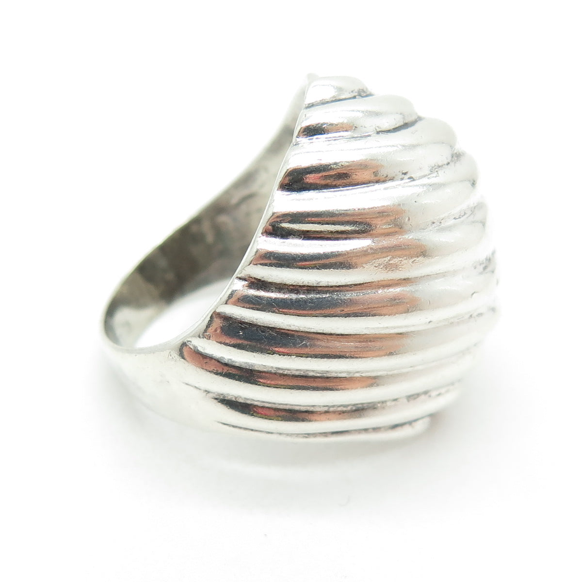 925 Sterling Silver Vintage Mexico Ribbed Domed Ring Size 8.75