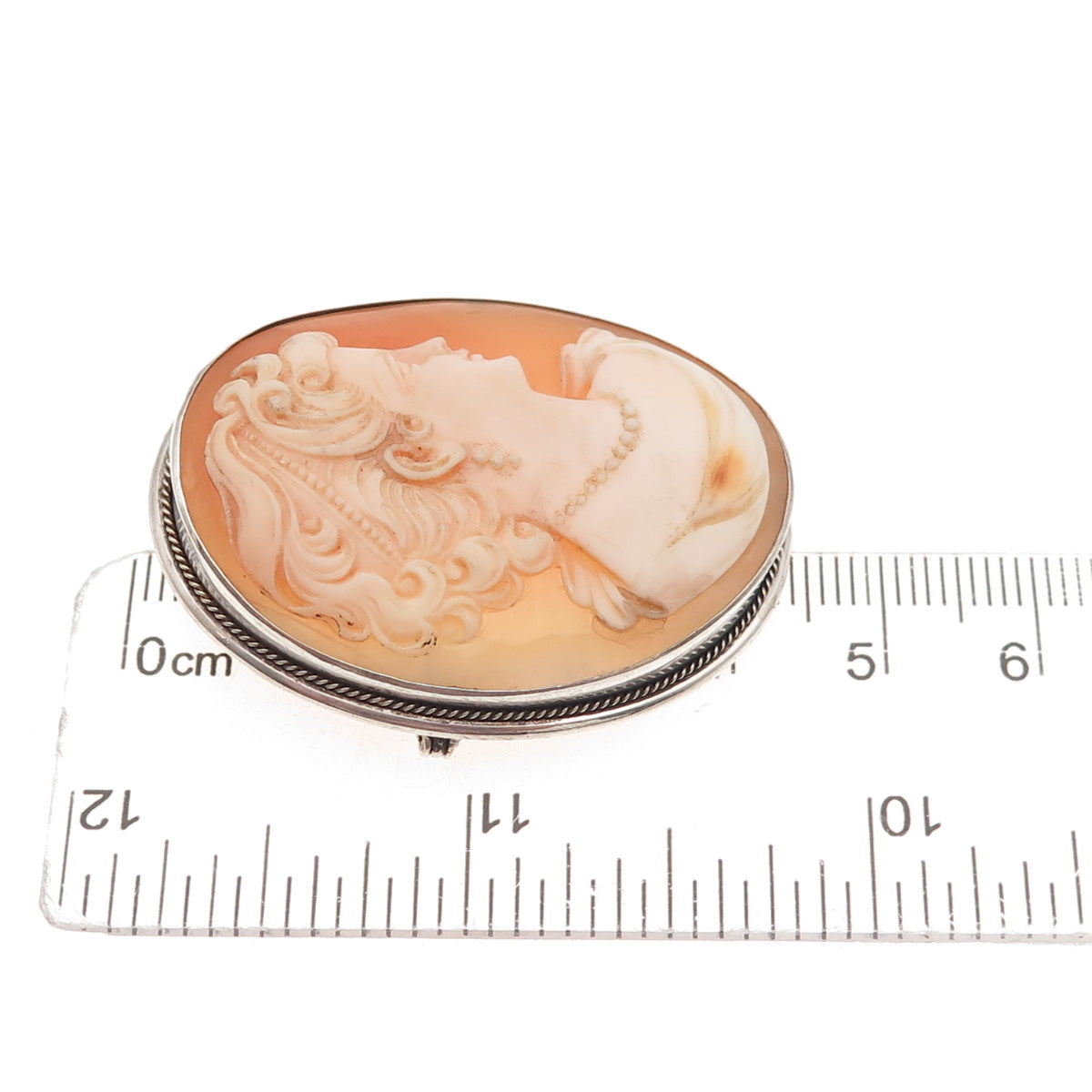 900 Silver Antique Art Deco Real MOP Lady Cameo Pin Brooch / Pendant