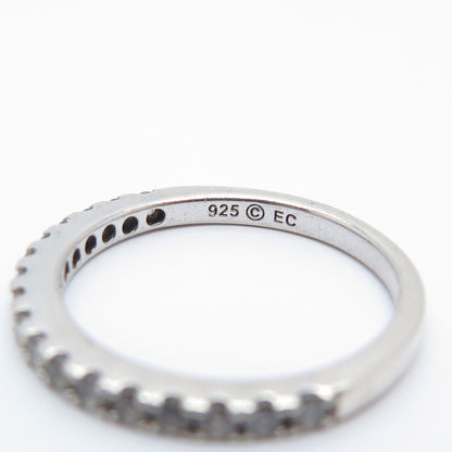 925 Sterling Silver C Z Half Eternity Ring Size 6.75