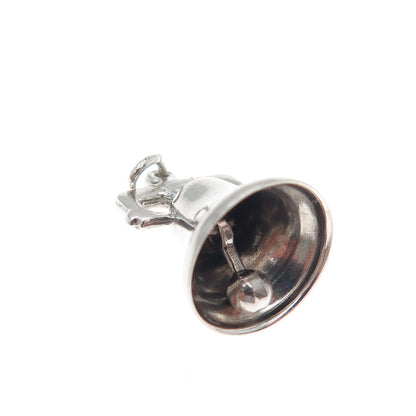 925 Sterling Silver Antique Art Deco Liberty Bell Minimalist 3D Charm Pendant