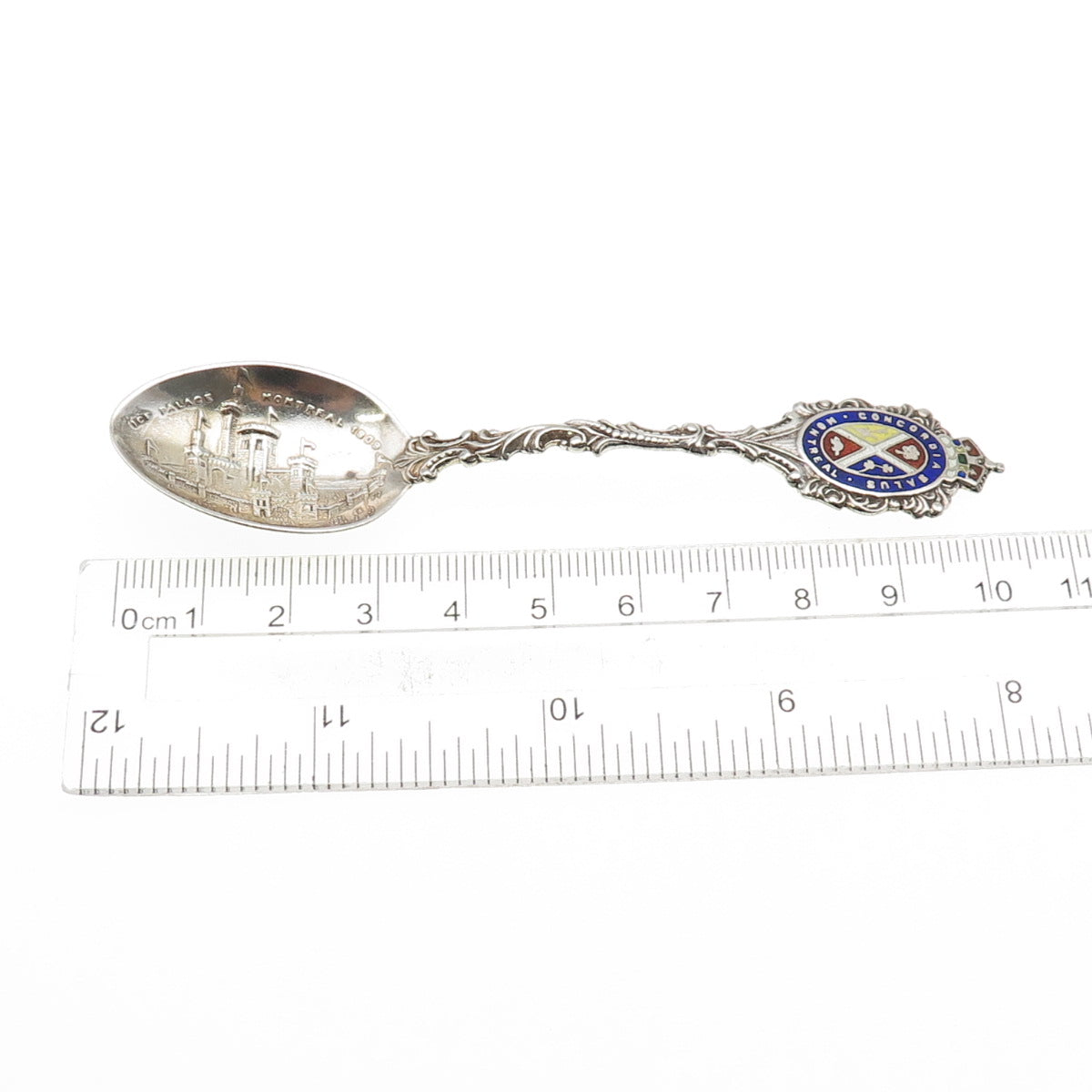 925 Sterling Silver Antique 1901 RH Enamel Montreal Coffee Spoon