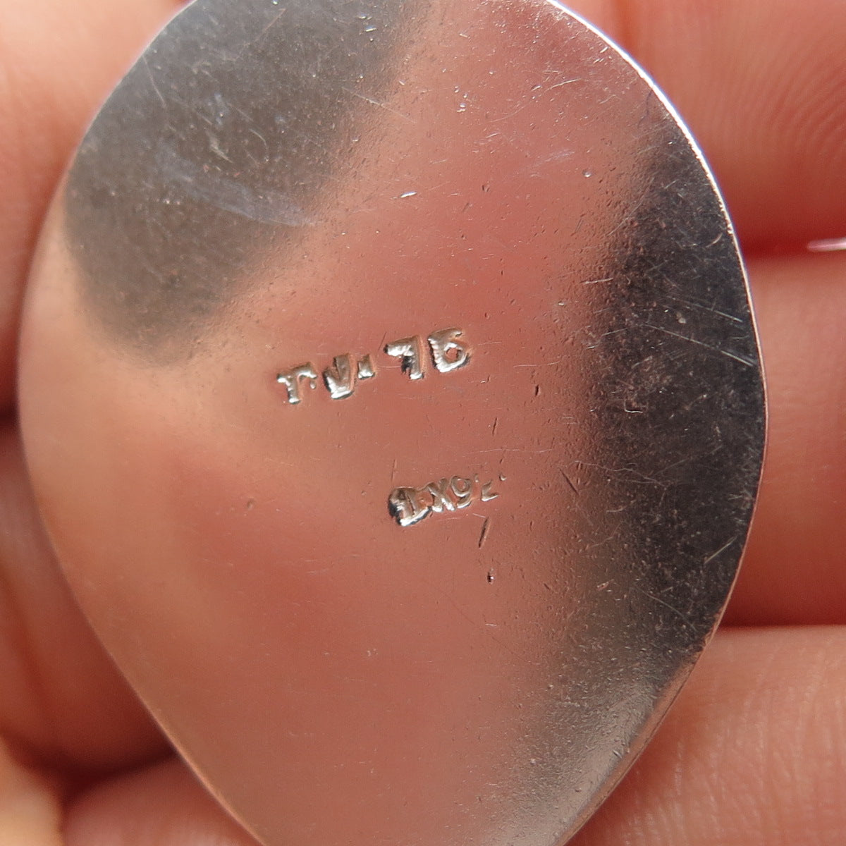 925 Sterling Silver Vintage Mexico Real MOP Modernist Charm Pendant