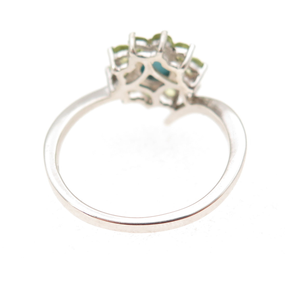 Chuck Clemency 925 Sterling Silver Real Turquoise Peridot Floral Ring Size 8.25