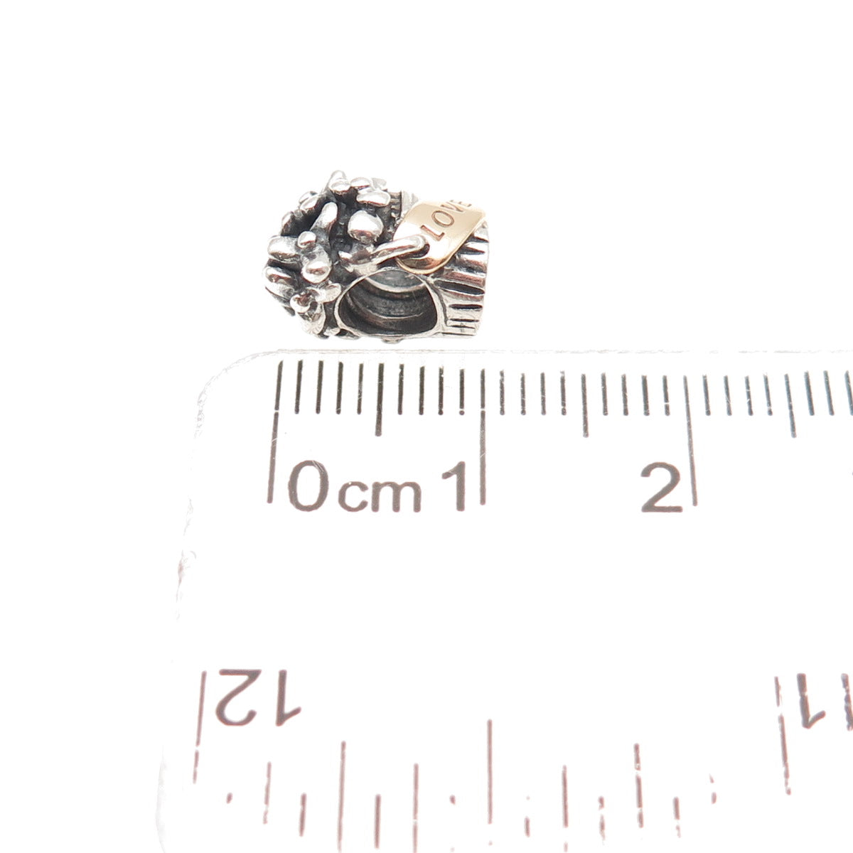 PANDORA 925 Sterling Silver & Gold Love Bouquet Slide Bead Charm